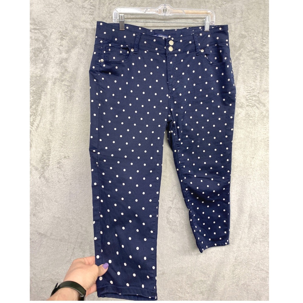Sandpiper Preppy Cropped Polka Dot Pants Navy Blue Sz 16 (37x22) Whimsical Twee
